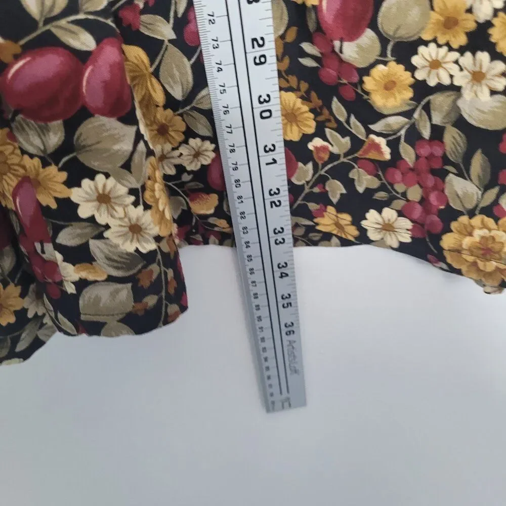 Vintage 90s dark moody floral button front pull on plus size romantic skirt 1x - Picture 7 of 8